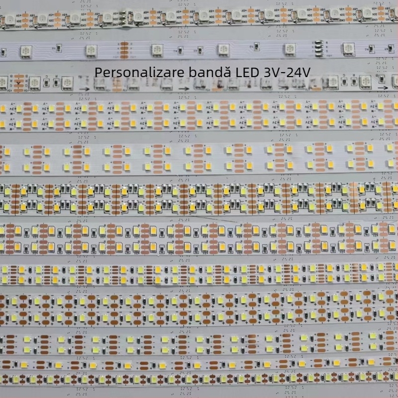 Bandă LED 2835, 5V, 30–120 LED, bi-color pentru decor interior, reglabilă, lungime 5–10 m, unghi fascicul 120°, CRI 80