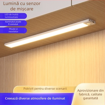 Bandă LED ultra-subțire cu senzor de mișcare, reglabilă, reîncărcabilă, autoadezivă, pentru dulapuri, garderobe și vitrine pentru vin