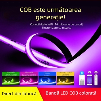 Bandă LED COB RGB, 576 LED, 24V, lățime 10 mm, schimbare inteligentă de culoare