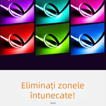 Bandă LED COB RGB, 576 LED, 24V, lățime 10 mm, schimbare inteligentă de culoare