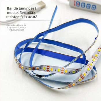 Bandă LED de 5V cu trei culori, reglabilă, pentru ramă foto USB, bandă LED flexibilă autoadezivă, temperatură a culorii duală, stil Ins