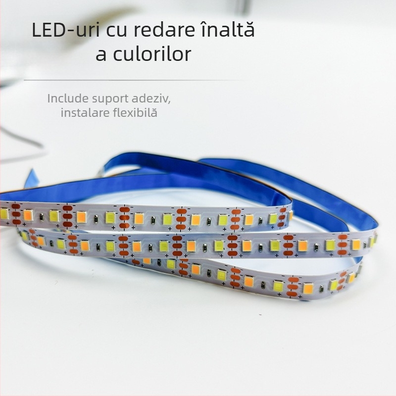 Bandă LED de 5V cu trei culori, reglabilă, pentru ramă foto USB, bandă LED flexibilă autoadezivă, temperatură a culorii duală, stil Ins