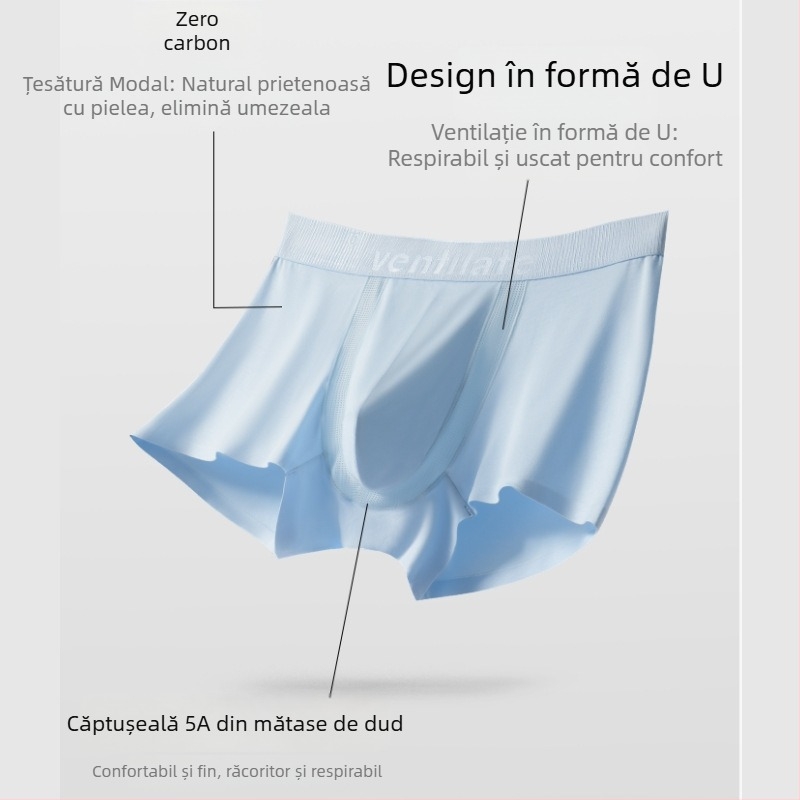 Boxeri pentru bărbați din Modal, vară: subțiri, respirabili, antibacterieni, croială lejeră, talie medie, mărime mare, culoare solidă