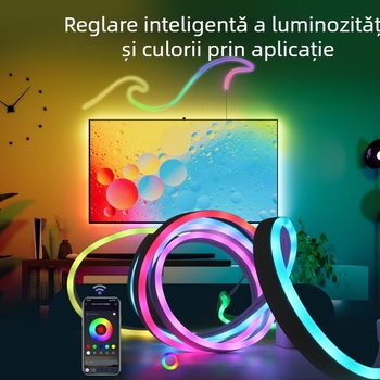 USB lumină ambientală LED colorată cu Bluetooth pentru televizor, muzicală inteligentă, formă flexibilă din silicon