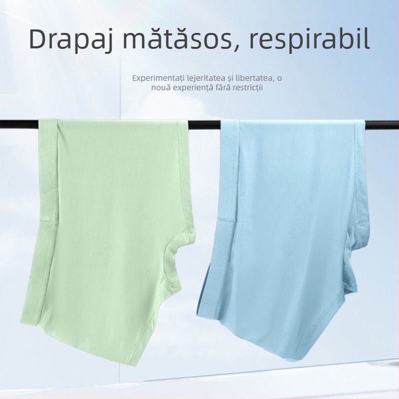 Boxeri bărbătești din ice silk, respirabili, antibacterieni, talie medie, culoare solidă