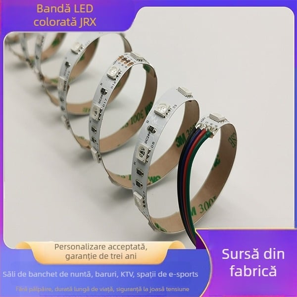 Bandă LED 5050 multicolor pentru interiorul mașinii, 60 LED-uri, 12V, iluminare ambientală