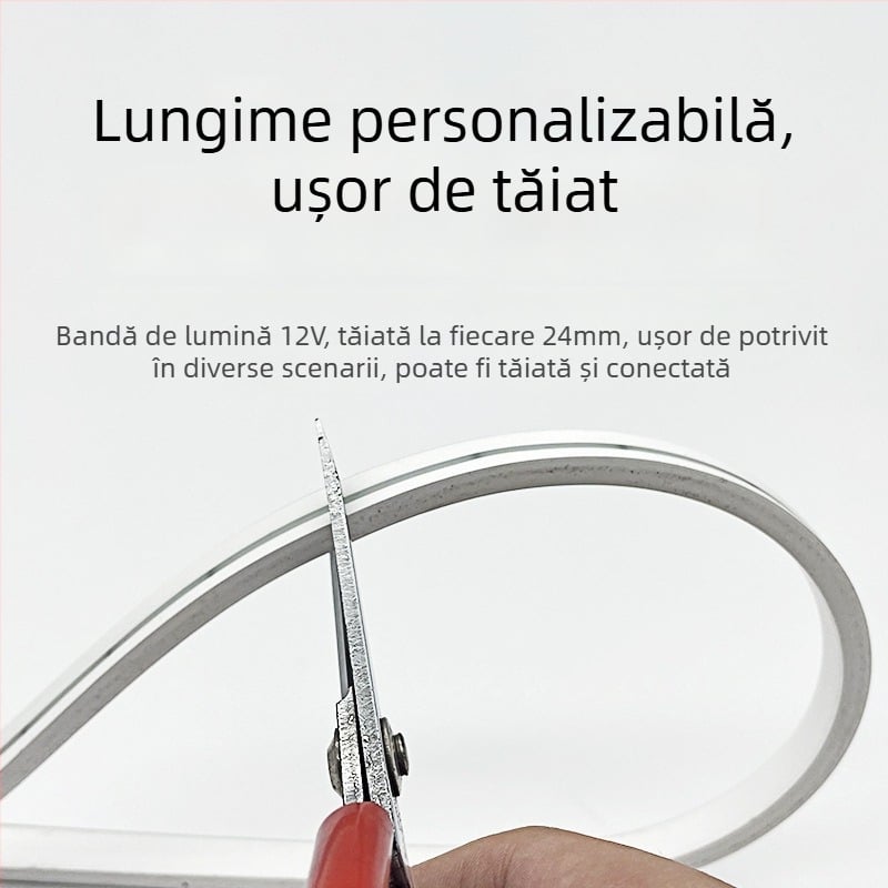 Bandă LED neon 12V, silicon flexibil, rezistentă la apă, pentru exterior și interior, 6x12 mm, 120 LED-uri