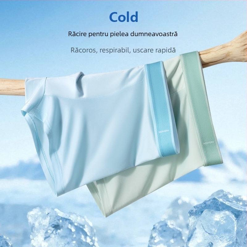 Boxeri pentru bărbați Ice Silk, confortabili, respirabili, prietenoși cu pielea, în mărimi mari, culoare solidă, din poliester