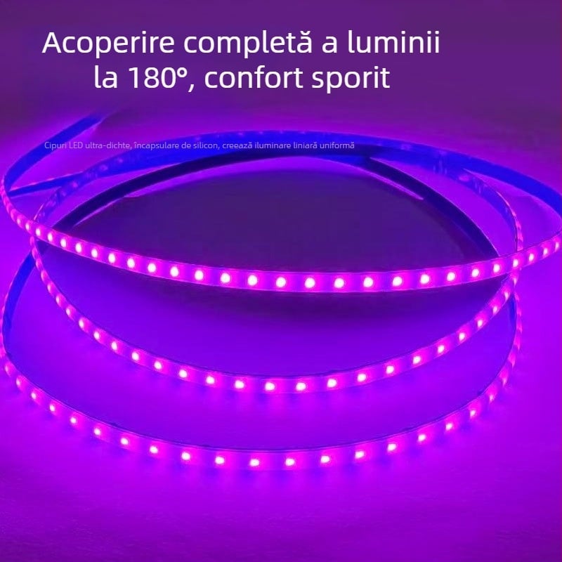 Bandă LED COB ultra-îngustă, 5V, 5 mm RGB, cu schimbare de culoare pentru iluminare ambientală în interiorul mașinii