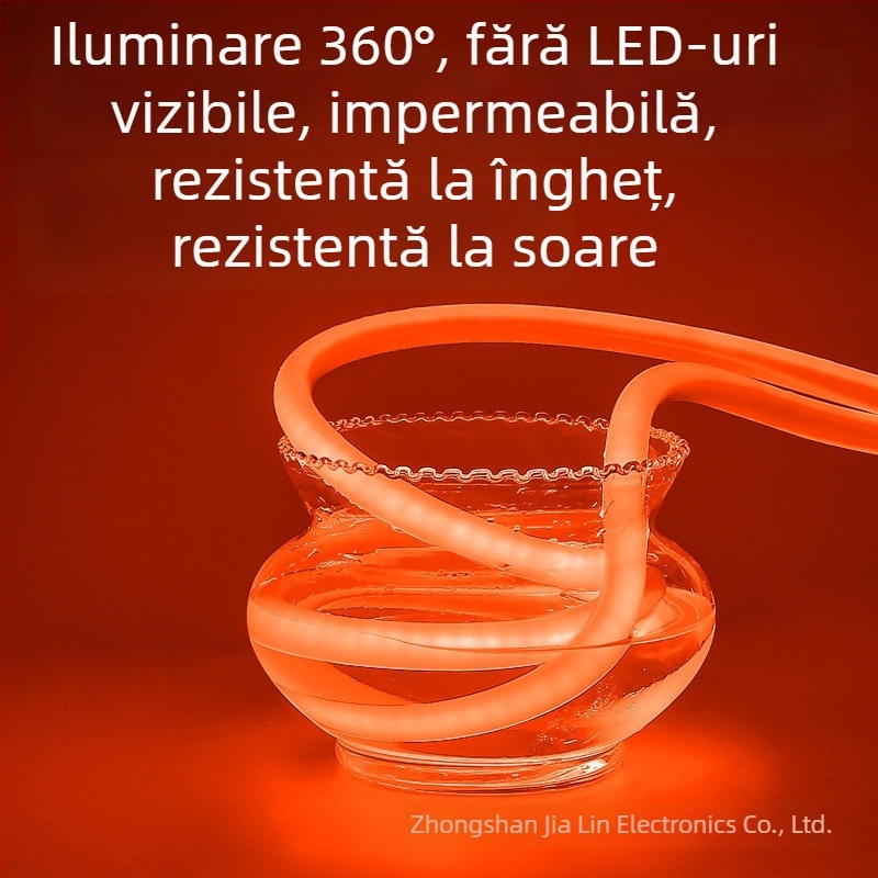 Bandă LED neon circulară, 14 mm, 220V, flexibilă, impermeabilă pentru exterior, iluminare la 360°