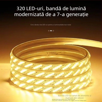Bandă LED pentru exterior, impermeabilă, cinci rânduri, 320 LED-uri, 16W, unghi fascicul 120°, cipuri LED Philips 2835