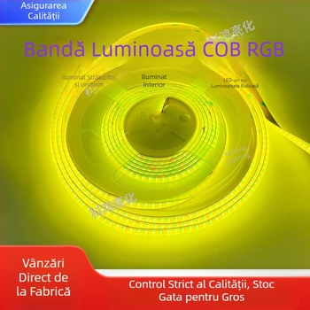 Bandă LED COB de 12V, flexibilă, RGB pentru dulapuri