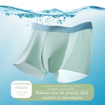 Boxeri pentru bărbați din Ice Silk, mărime mare, respirabili, antibacterieni, uscare rapidă, culoare uni, cu căptușeală de crotch din bumbac