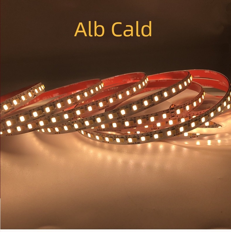 Bandă LED 2835 pentru iluminare moale, 240 LED-uri, temperatură de culoare duală CCT, reglabilă, tri-color, CRI înalt, pentru mobilier, tensiune redusă