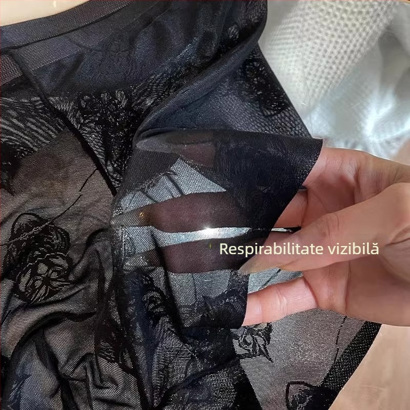 Lenjerie intimă bărbătească din mătase de gheață, dantelă, plasă transparentă, respirabilă, subțire pentru vară