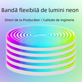 Bandă LED din silicon cu RGB ambient, control Bluetooth, impermeabilă, pentru exterior, 24/60/72 LED