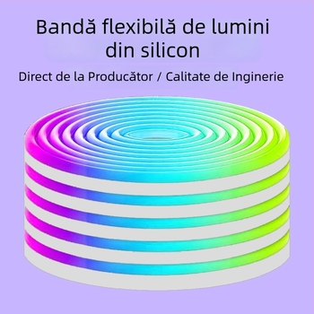 Bandă LED din silicon cu RGB ambient, control Bluetooth, impermeabilă, pentru exterior, 24/60/72 LED