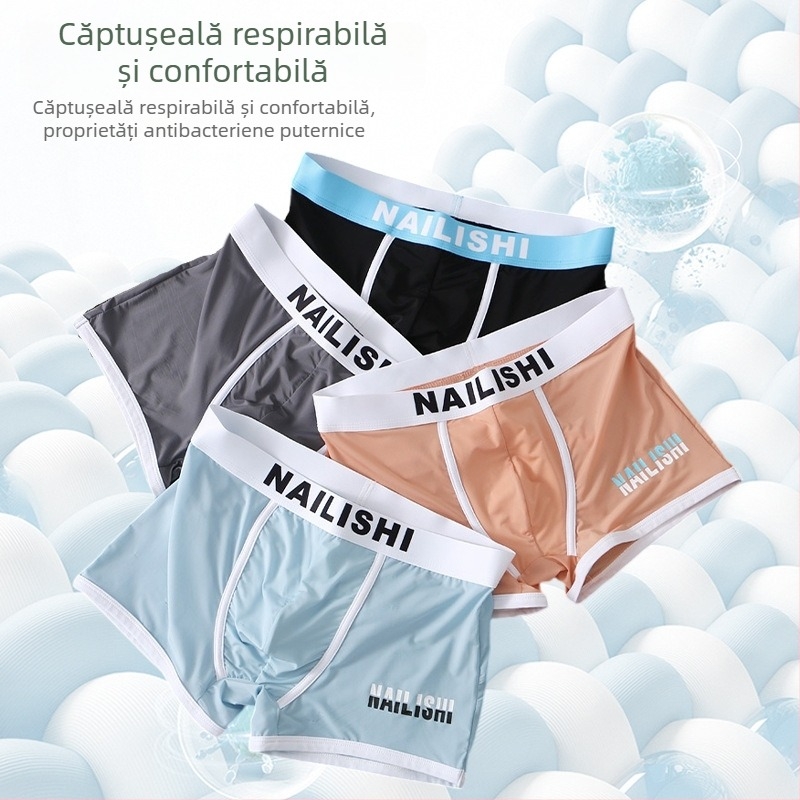 Boxeri pentru bărbați Nilex din nailon, cu țesătură Ice Silk răcoritoare, respirabile
