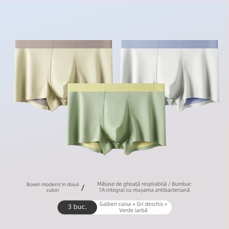 Boxeri bărbați din Ice Silk, fără cusături, respirabili și antibacterieni