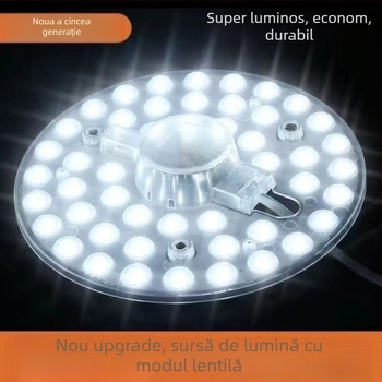 Modul LED de retrofit pentru panoul de plafon, sursă de lumină circulară cu soclu E27, corp din aluminiu, telecomandă, utilizare în interior, economisire de energie, foarte luminos