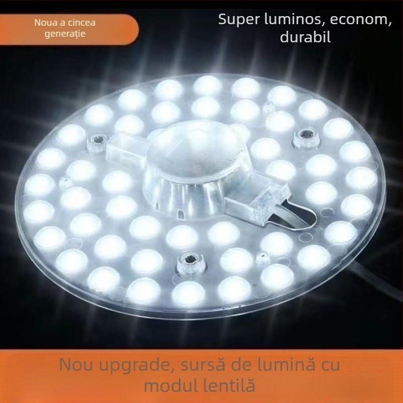 Modul LED de retrofit pentru panoul de plafon, sursă de lumină circulară cu soclu E27, corp din aluminiu, telecomandă, utilizare în interior, economisire de energie, foarte luminos