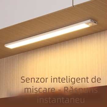 Bandă LED ultra-subțire cu senzor de mișcare, inteligentă, autoadezivă, reîncărcabilă, pentru dulapuri, dulapuri de vin și garderobă, reglabilă în intensitatea luminii