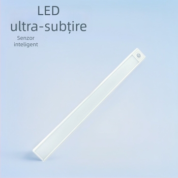 Bandă LED ultra-subțire cu senzor de mișcare, inteligentă, autoadezivă, reîncărcabilă, pentru dulapuri, dulapuri de vin și garderobă, reglabilă în intensitatea luminii