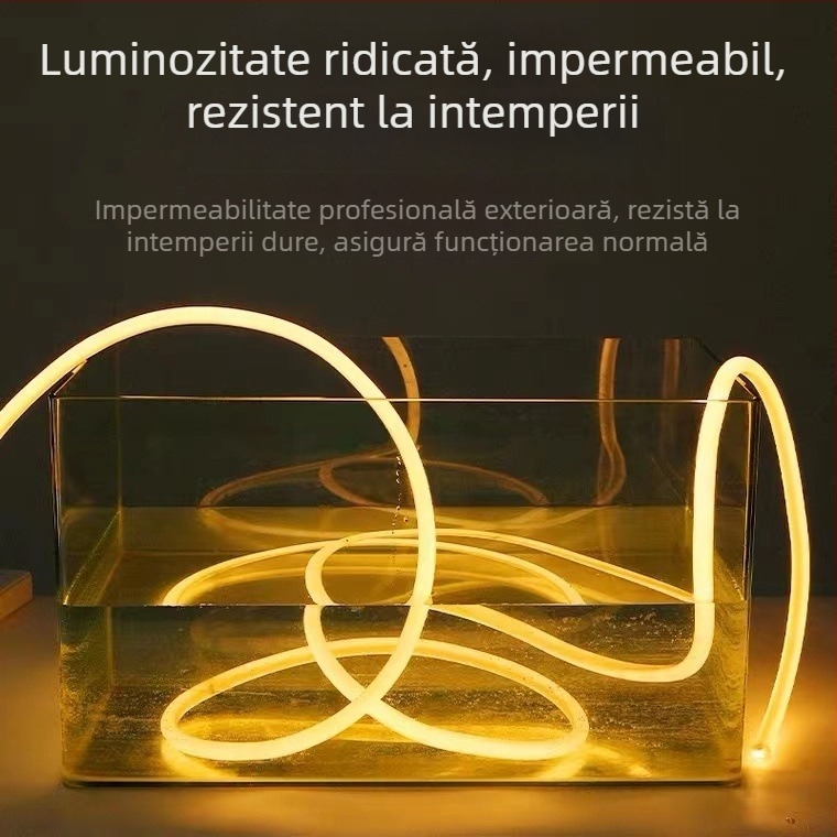 Bandă LED flexibilă, circulară, personalizată pentru iluminare în exterior, 360°, efect neon, 12V/24V