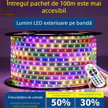 Bandă LED pentru exterior, rezistentă la apă, 220V, efecte de apă multicolore, iluminare decorativă pentru atmosferă și festivaluri