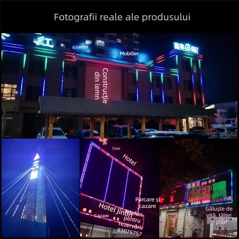 Bandă LED pentru exterior, rezistentă la apă, 220V, efecte de apă multicolore, iluminare decorativă pentru atmosferă și festivaluri