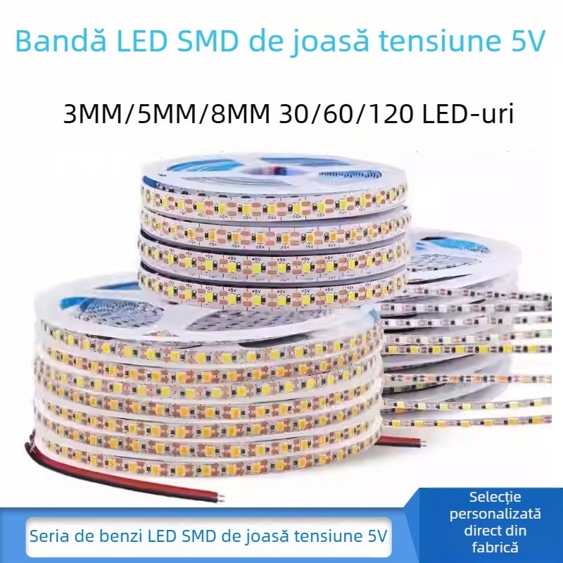 Bandă LED patch flexibilă, joasă tensiune, autoadezivă, tăiere adaptabilă, pentru machiaj, oglindă și ramă foto, iluminare reglabilă