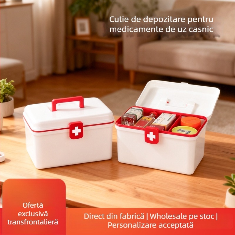 Cutie pentru medicamente, trusă de prim ajutor pentru uz casnic, capacitate mare și logo personalizat