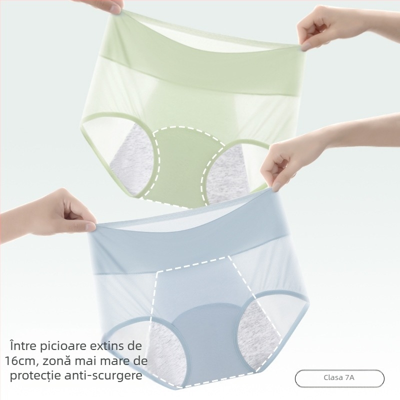 Ice Silk chiloți de menstruație pentru femei, protecție împotriva scurgerilor în timpul menstruației, talie înaltă, respirabili și confortabili