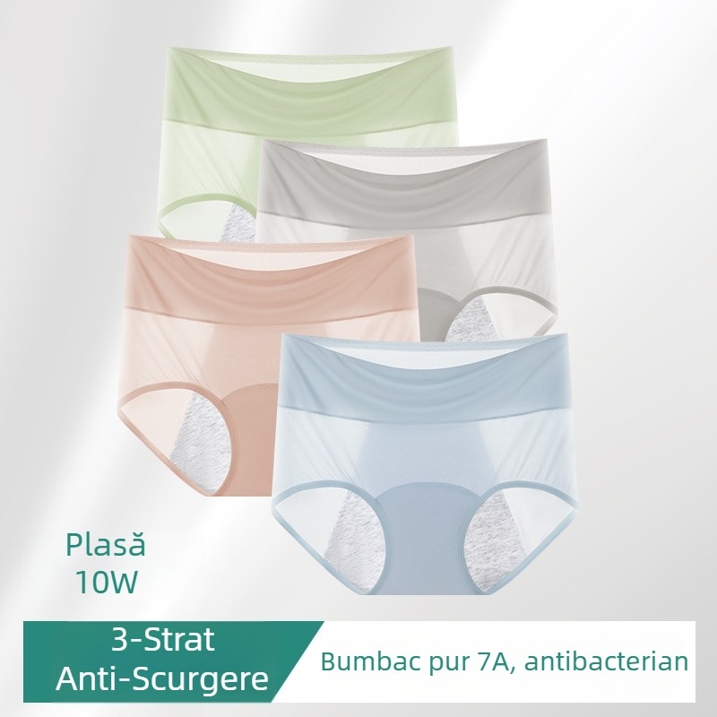 Ice Silk chiloți de menstruație pentru femei, protecție împotriva scurgerilor în timpul menstruației, talie înaltă, respirabili și confortabili