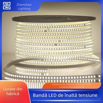 Bandă LED flexibilă pentru exterior, 220V, pentru fotografie live și iluminare ambientală, seria 2835, impermeabilă, fascicul de 120°