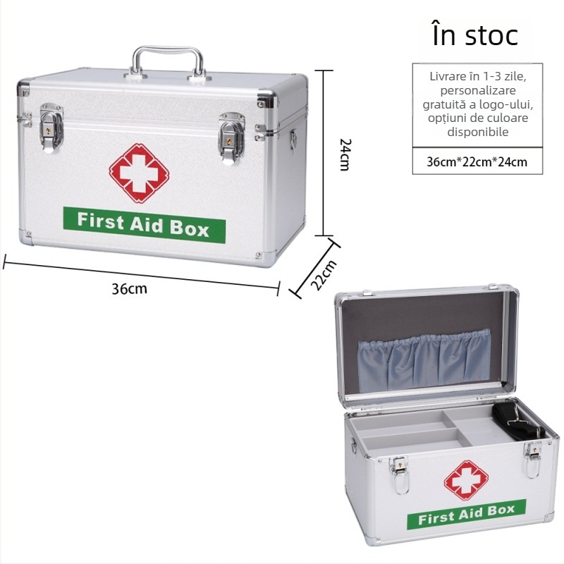 Cutie de medicamente din aliaj de aluminiu, cu mai multe compartimente, pentru uz casnic, capacitate mare