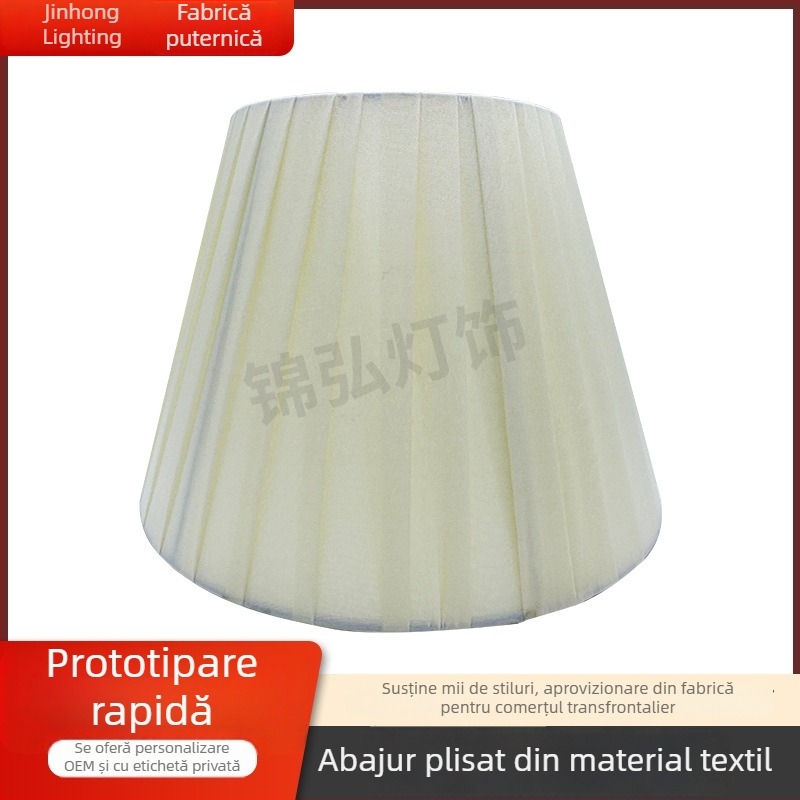 Abajur plisat din stofă, stil coreean vintage, pentru bec E27, pentru veioza de masă și lustra