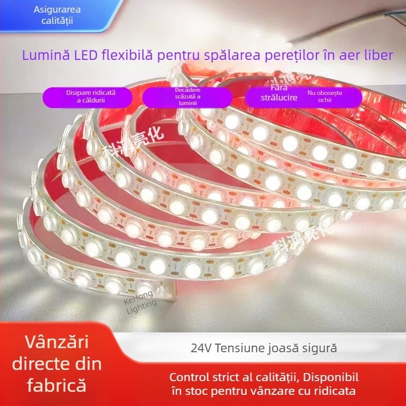 Bandă LED de perete 24V, cu lentilă difuză, flexibilă, pentru iluminat exterior