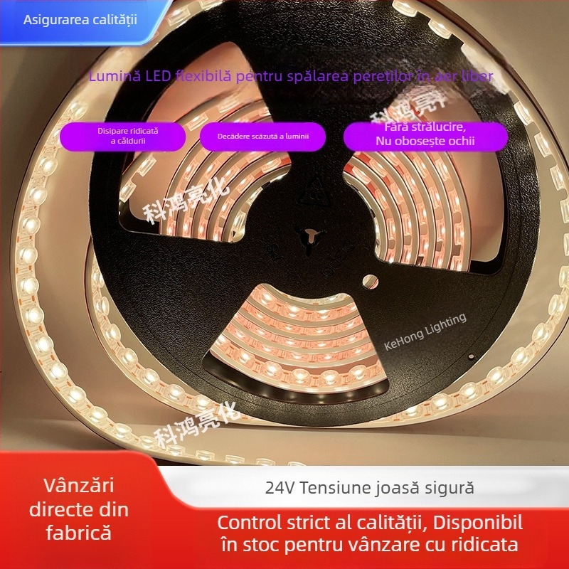 Bandă LED de perete 24V, cu lentilă difuză, flexibilă, pentru iluminat exterior