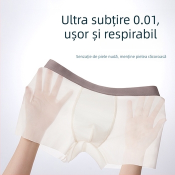 Boxeri de bărbați din ice silk, ultra-subțiri, uscare rapidă, respirabili, fără cusături, culoare solidă, mărime mare