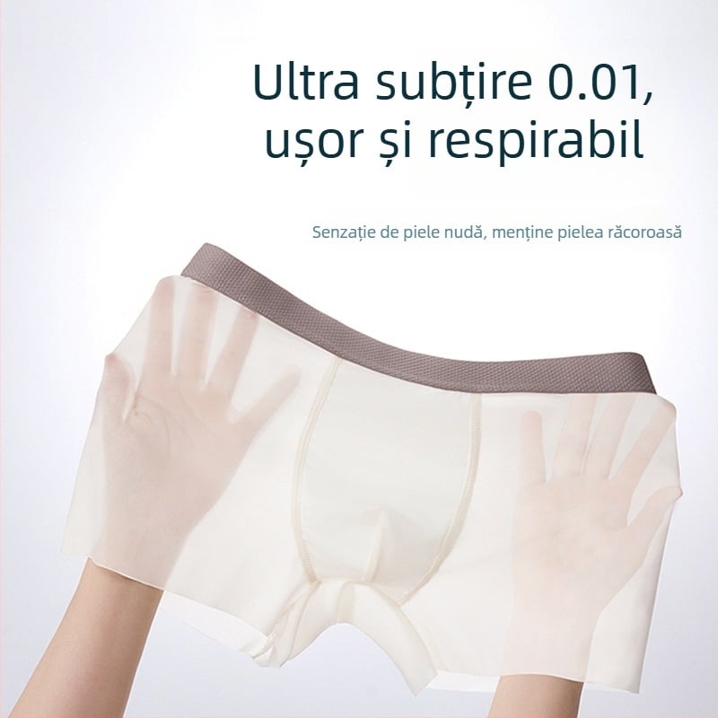 Boxeri de bărbați din ice silk, ultra-subțiri, uscare rapidă, respirabili, fără cusături, culoare solidă, mărime mare