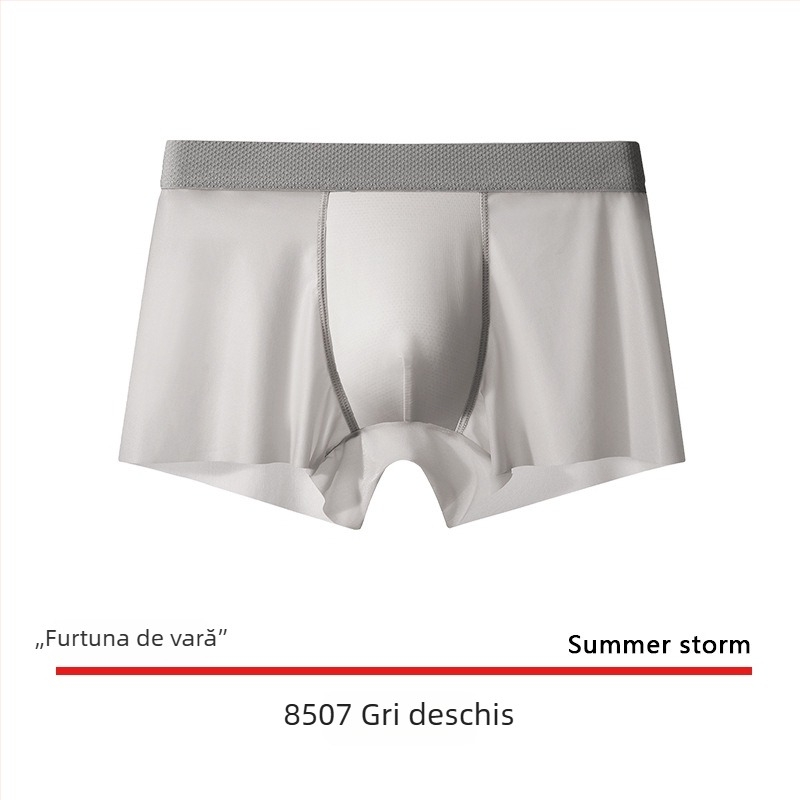 Boxeri de bărbați din ice silk, ultra-subțiri, uscare rapidă, respirabili, fără cusături, culoare solidă, mărime mare