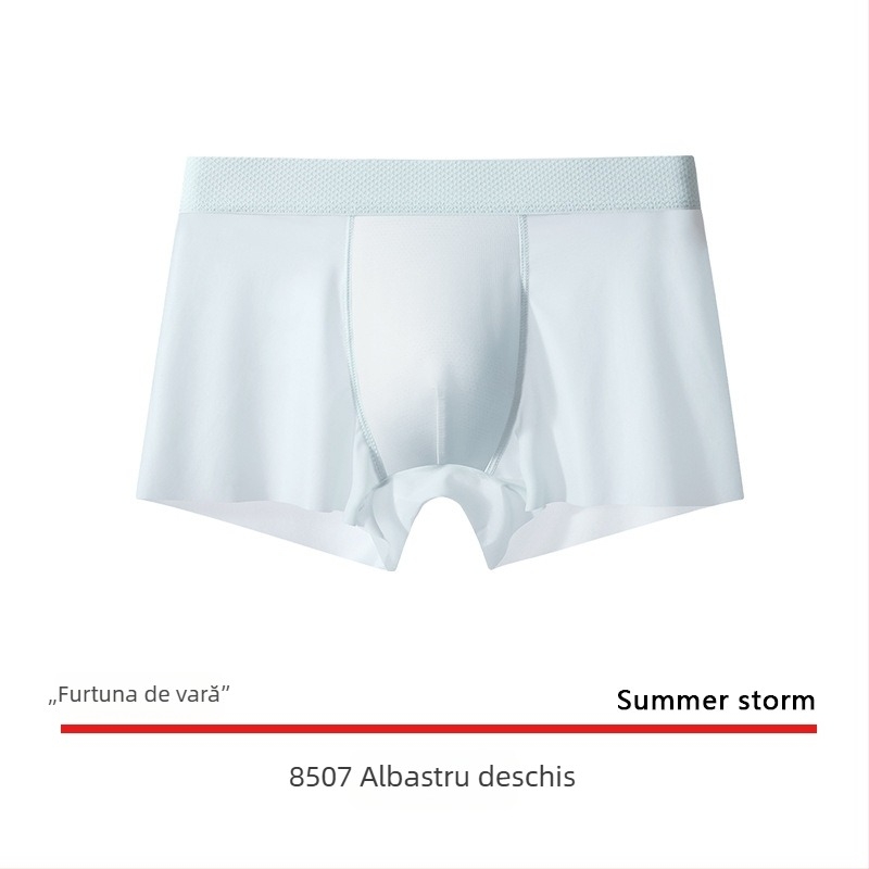 Boxeri de bărbați din ice silk, ultra-subțiri, uscare rapidă, respirabili, fără cusături, culoare solidă, mărime mare