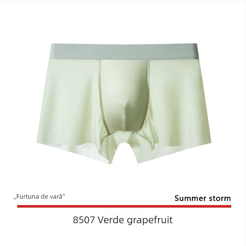 Boxeri de bărbați din ice silk, ultra-subțiri, uscare rapidă, respirabili, fără cusături, culoare solidă, mărime mare