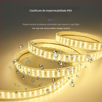 Bandă LED impermeabilă pentru exterior, 2835, trei rânduri, ultra-luminoasă, pentru tuneluri și șantiere, înaltă luminozitate, 110V intrare