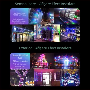 Bandă LED externă cu șase culori, efect apă, pentru semnalizare, impermeabilă, iluminare festivă