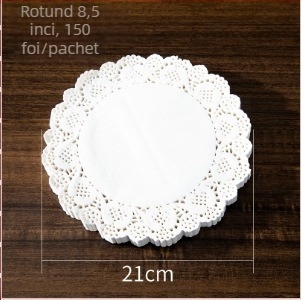 Hârtie de copt circulară cu margine dantelată, bază absorbantă a uleiului pentru prăjit și deserturi, 300 de foi