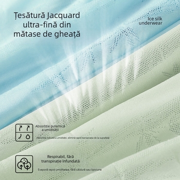 Boxer bărbătesc din mătase de gheață, subțire și respirabil, cu imprimeu și plasă transparentă, uscare rapidă