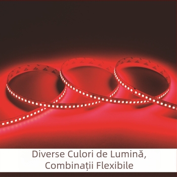 Bandă LED flexibilă, 12V-24V, 120 LED-uri, lățime 8 mm, iluminare liniară pentru interior, cip 2835, reglabilă
