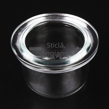 Abajur din sticlă transparent cu protecție și margine flanșată, personalizare disponibilă